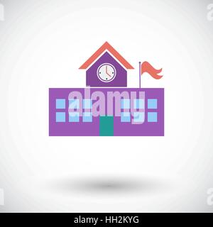 School building. Single flat icon on white background. Vector illustration. Stock Vector