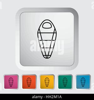 Sleeping bag. Outline icon on the button. Vector illustration. Stock Vector