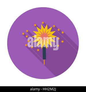 Sparkler. Single flat color icon. Vector illustration. Stock Vector
