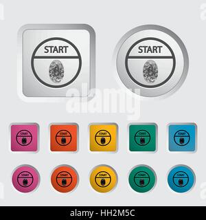 Start-stop button is protected by fingerprint. Icon. Vector illustration. Stock Vector