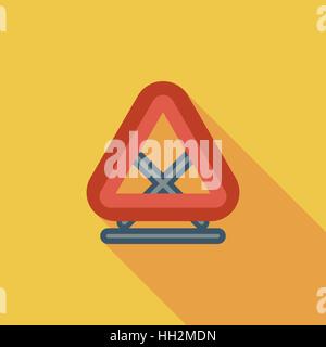 Warning triangle single icon. Flat vector related icon with long shadow for web and mobile applications. It can be used as - logo, pictogram, icon, in Stock Vector