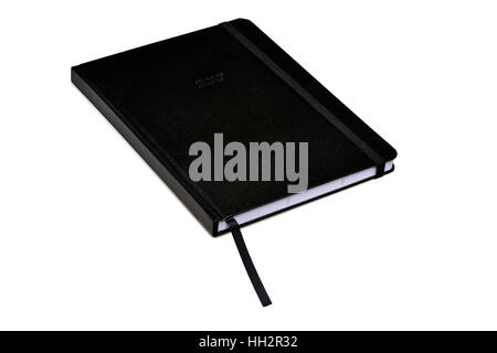 Black hard cover Planner isolated on white with clipping path Stock Photo