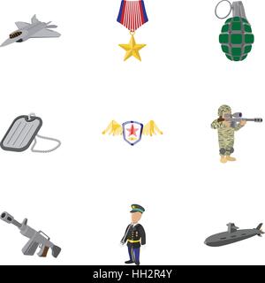 Weaponry icons set, cartoon style Stock Vector