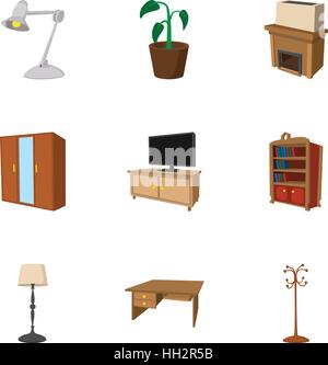 Furniture icons set, cartoon style Stock Vector