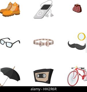 Hipsters icons set, flat style Stock Vector