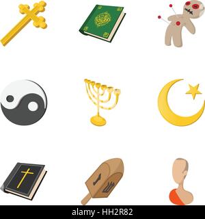 Beliefs icons set, cartoon style Stock Vector