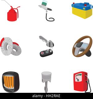 Repair machine icons set, cartoon style Stock Vector