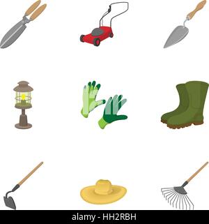 Farming icons set, cartoon style Stock Vector