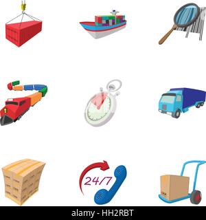 Shipment icons set, cartoon style Stock Vector