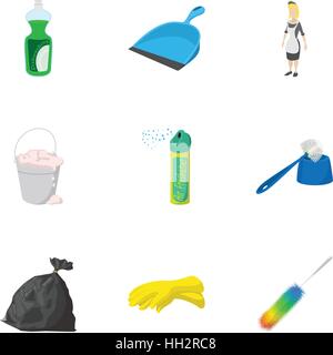Sanitary day icons set, cartoon style Stock Vector