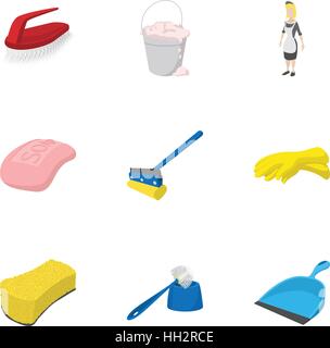 Sanitation icons set, cartoon style Stock Vector