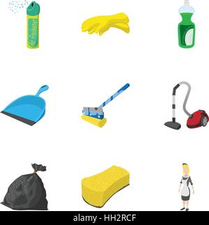 Cleansing icons set, cartoon style Stock Vector
