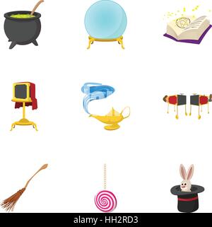 Tricks icons set, cartoon style Stock Vector