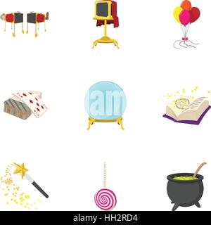 Witchery icons set, cartoon style Stock Vector