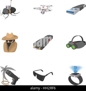 Agent icons set, cartoon style Stock Vector
