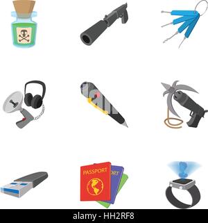 Scout icons set, cartoon style Stock Vector