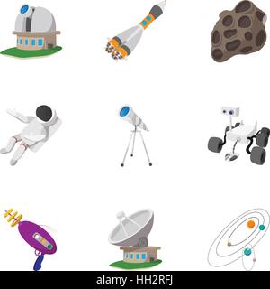 Universe icons set, cartoon style Stock Vector