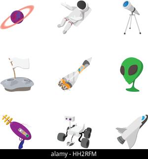 Cosmos icons set, cartoon style Stock Vector