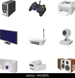 Electronic appliance icons set, cartoon style Stock Vector