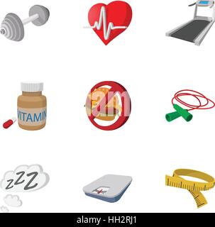 Sport icons set, cartoon style Stock Vector