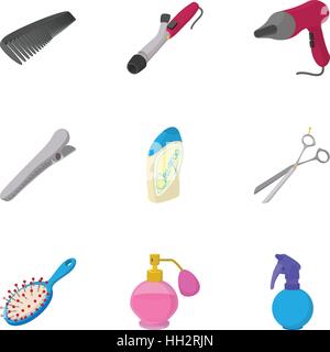 Barber icons set, cartoon style Stock Vector
