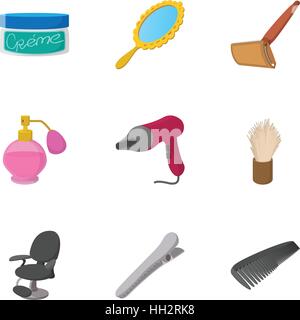 Salon icons set, cartoon style Stock Vector
