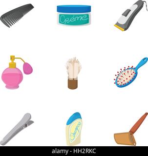 Hairstyle icons set, cartoon style Stock Vector