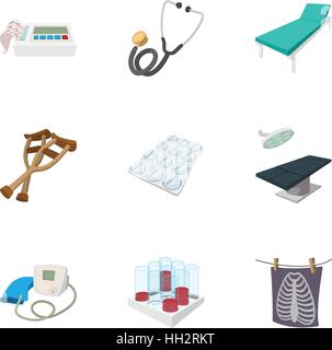 Doctoral icons set, cartoon style Stock Vector
