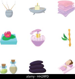 SPA icons set, cartoon style Stock Vector