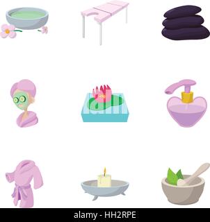 Beauty icons set, cartoon style Stock Vector