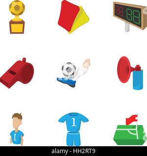 Sport football icons set, cartoon style Stock Vector