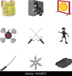 Warrior icons set, cartoon style Stock Vector