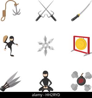 Killer icons set, cartoon style Stock Vector
