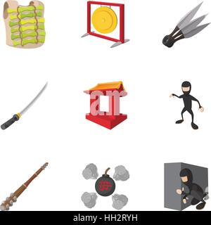 Scout icons set, cartoon style Stock Vector