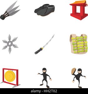 Spy icons set, cartoon style Stock Vector