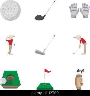 Training golf icons set, cartoon style Stock Vector