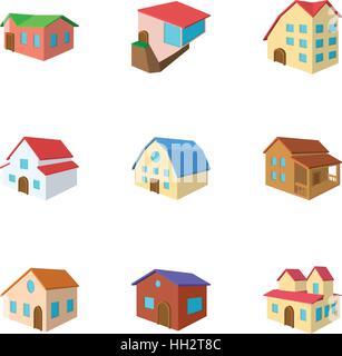 Structure icons set, cartoon style Stock Vector
