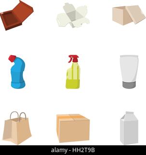 Package icons set, cartoon style Stock Vector