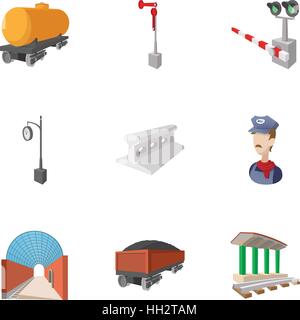 Train icons set, cartoon style Stock Vector