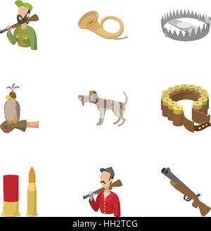Forest icons set, cartoon style Stock Vector
