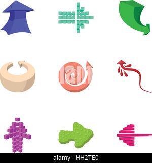 Pointer icons set, cartoon style Stock Vector