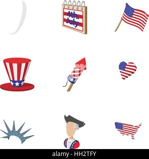 Independence of USA icons set, cartoon style Stock Vector