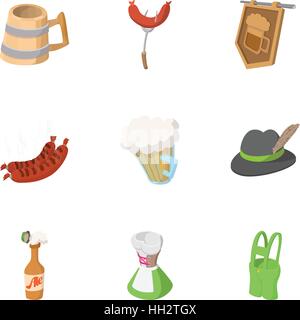 Alcohol icons set, cartoon style Stock Vector