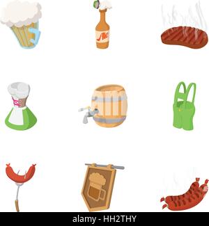 Beer drink icons set, cartoon style Stock Vector