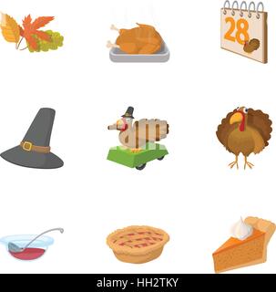 Public holiday of USA icons set, cartoon style Stock Vector
