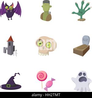 Resurrection of dead icons set, cartoon style Stock Vector