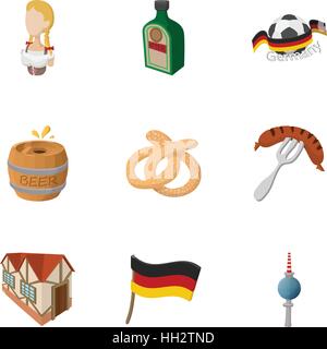 Germany icons set, cartoon style Stock Vector