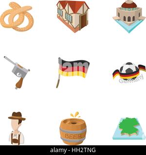 Country Germany icons set, cartoon style Stock Vector