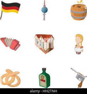 Republic of Germany icons set, cartoon style Stock Vector