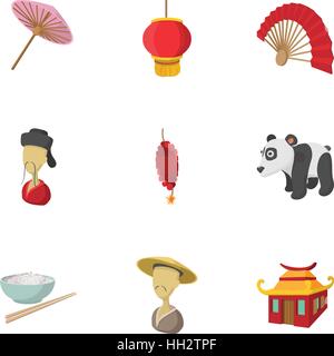 China Republic icons set, cartoon style Stock Vector